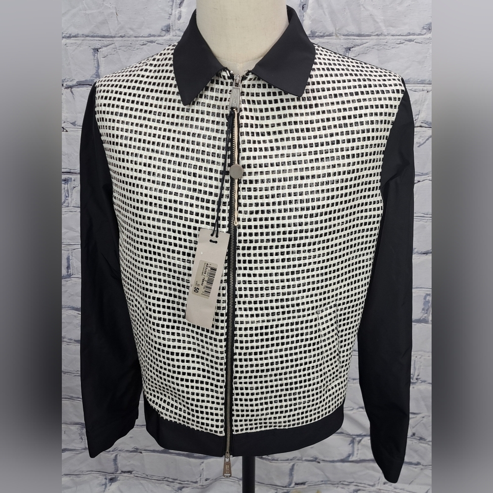 NWT Alessandro Dell'acqua Full Zip Jacket Fashion Woven Black Large / 50